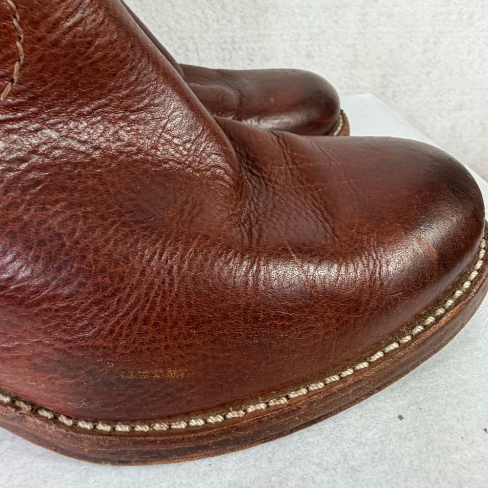 Vintage Frye Campus 14L Tall Boots Pebbled Leather Cognac Brown Women's 9.5M - Picture 5 of 15
